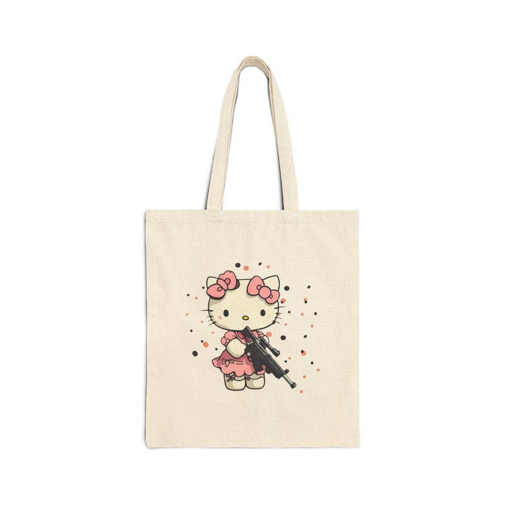 Cute Kitty Cotton Tote Bag — Edgy Kawaii Canvas Shopper