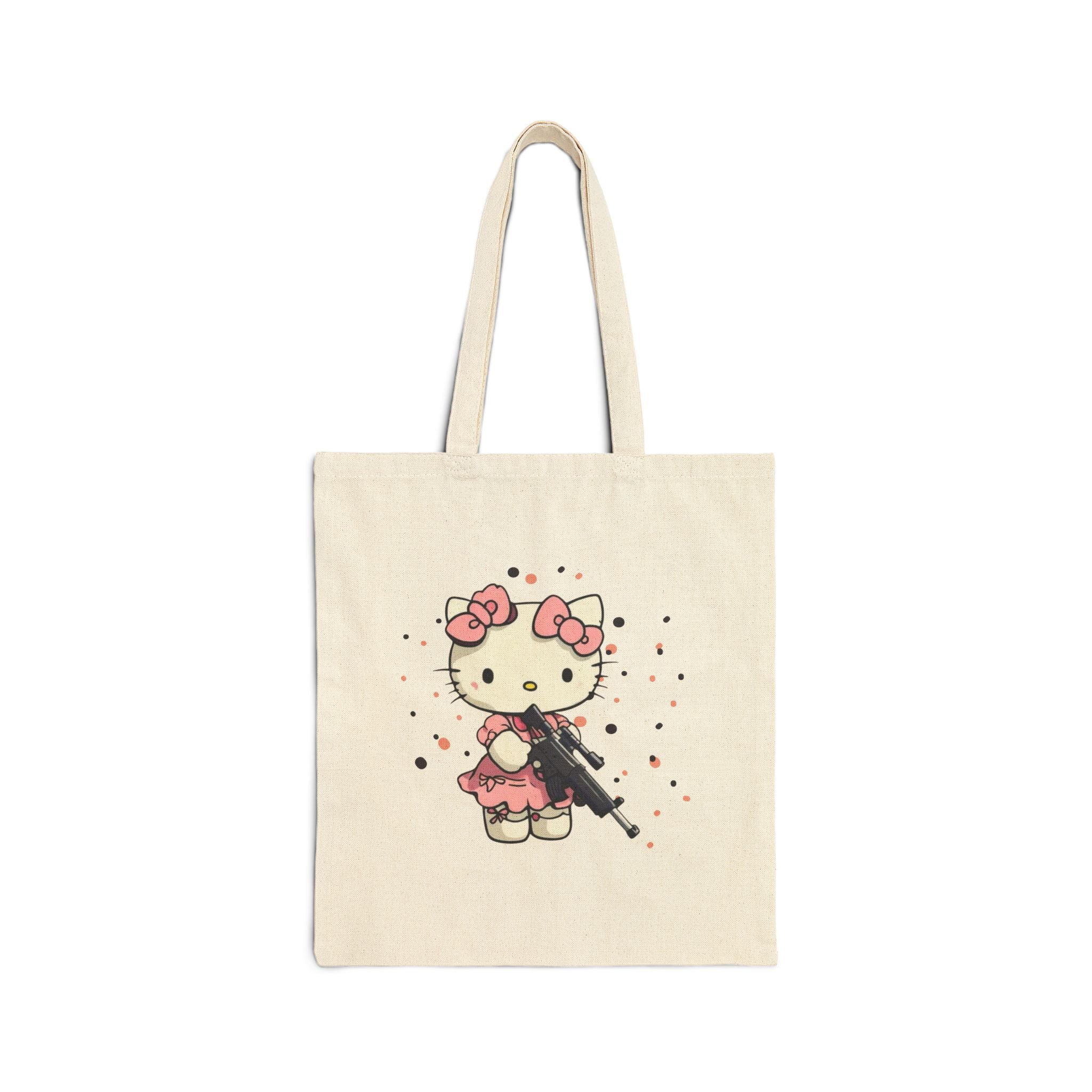 Cute Kitty Cotton Tote Bag — Edgy Kawaii Canvas Shopper