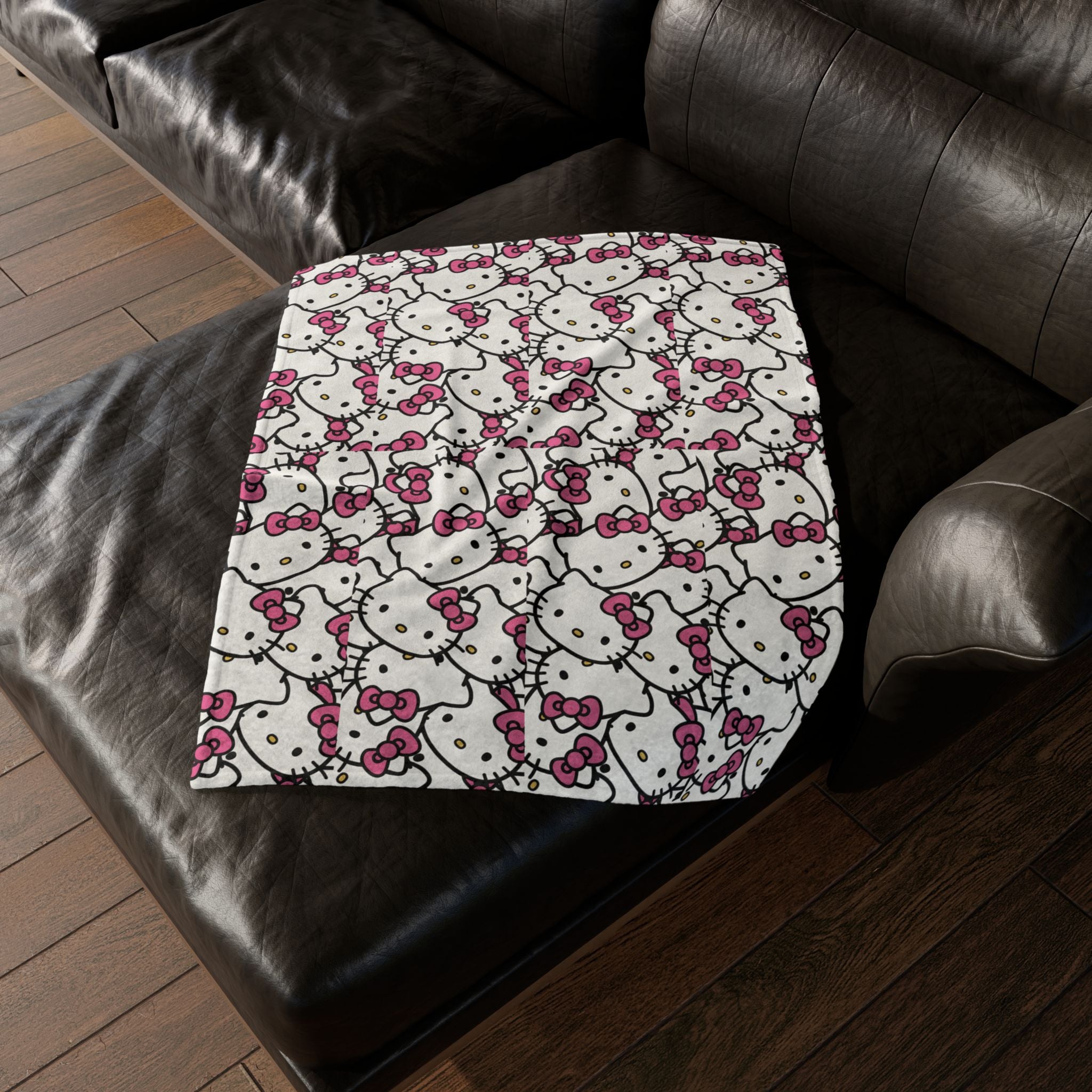 Hello Kitty Pattern Blanket — Cute Pink Cat Face Throw