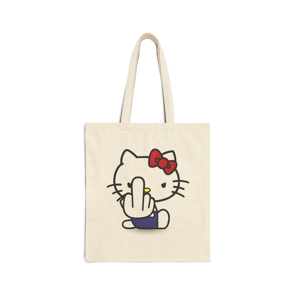 Tote Bag — Cute Kitty Middle Finger Graphic Canvas Tote