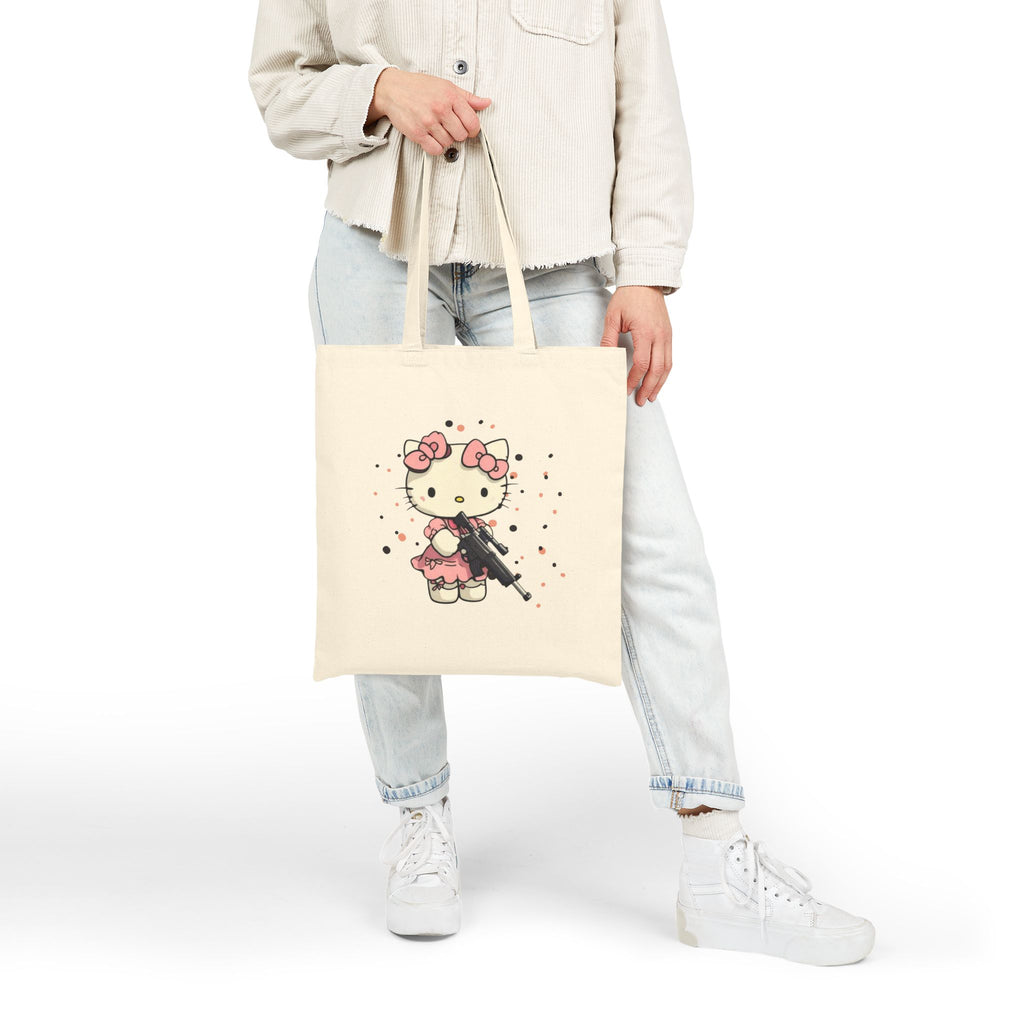 Cute Kitty Cotton Tote Bag — Edgy Kawaii Canvas Shopper