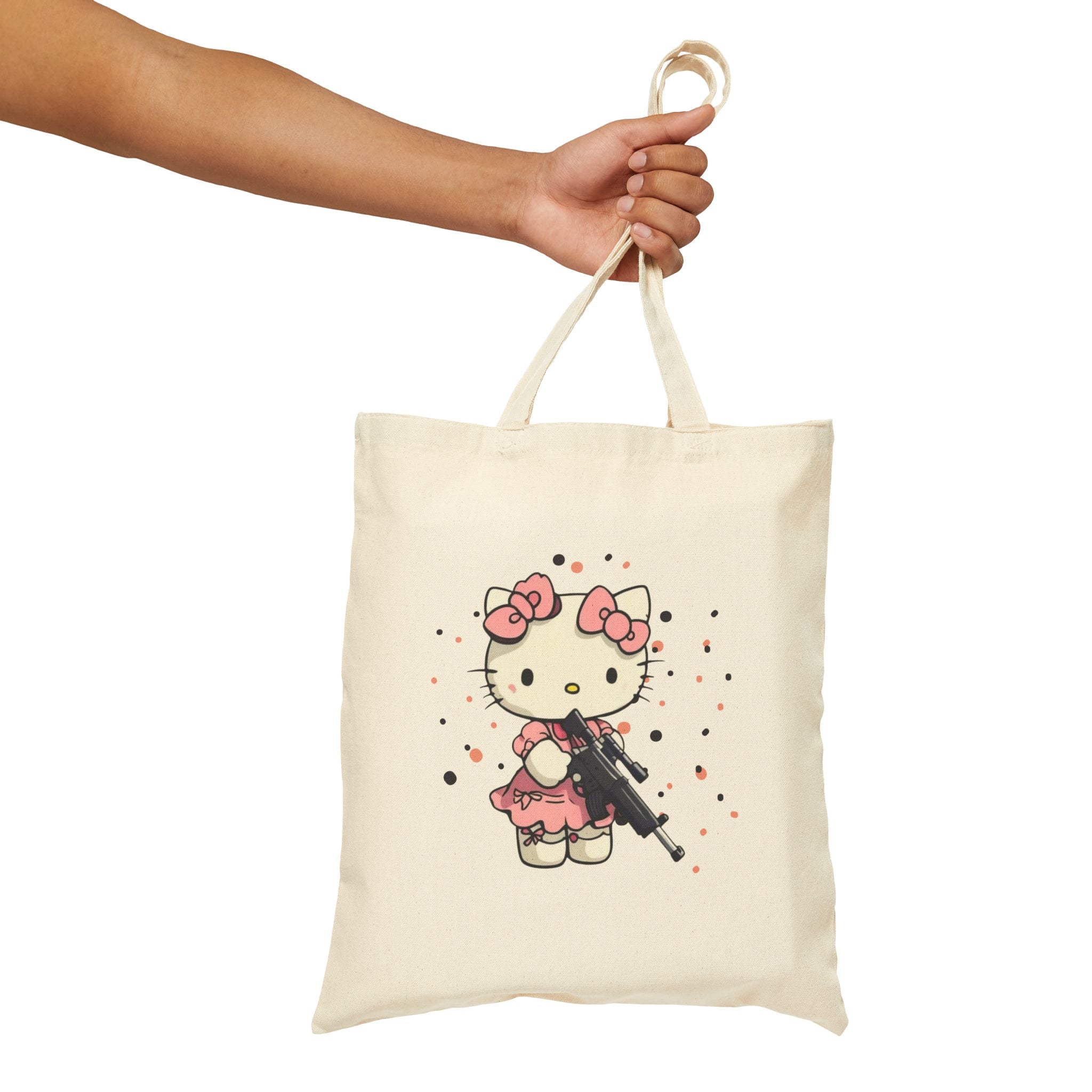 Cute Kitty Cotton Tote Bag — Edgy Kawaii Canvas Shopper