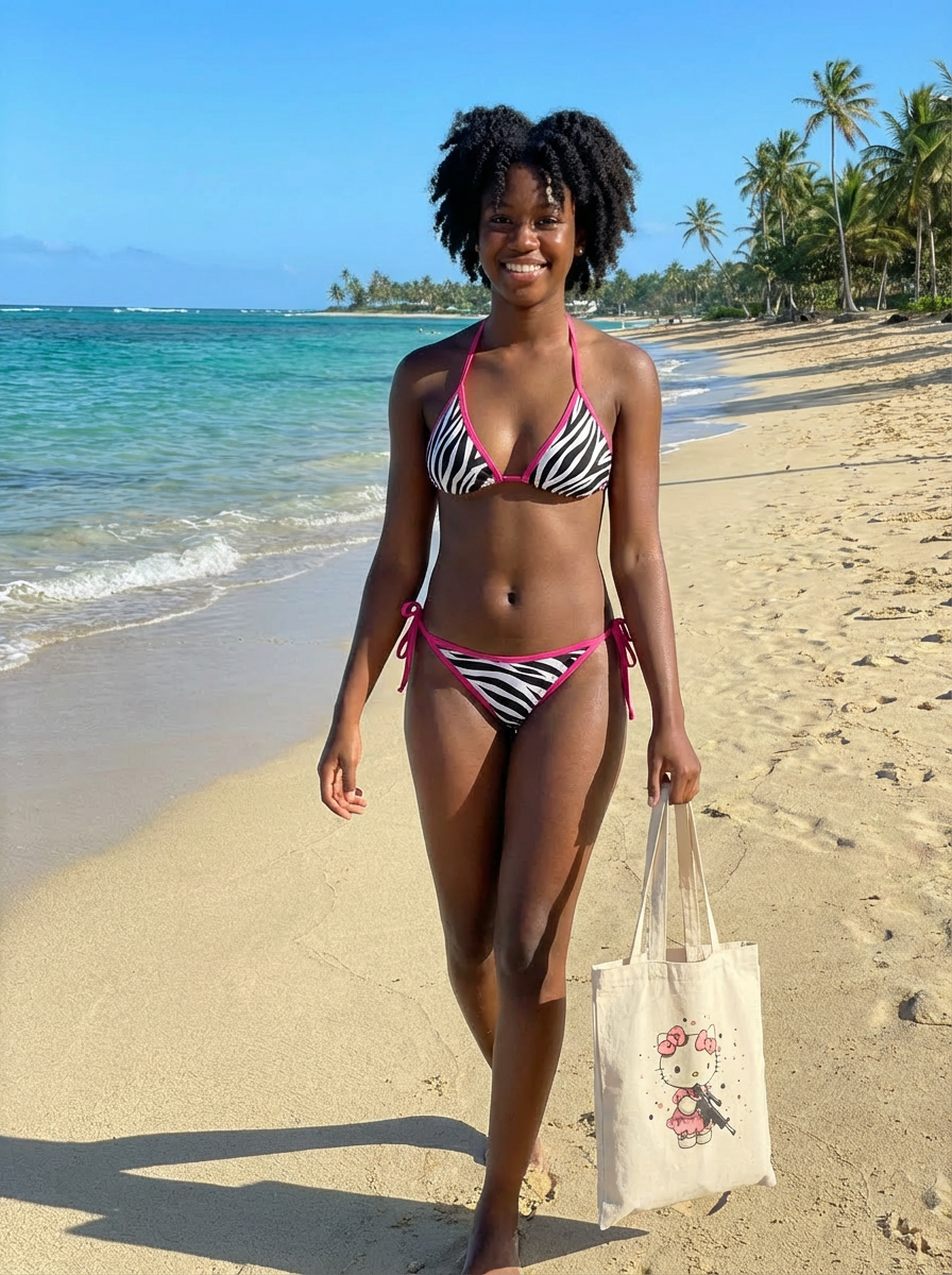 Zebra Print Triangle Bikini — Women's Tie-Side Swimsuit